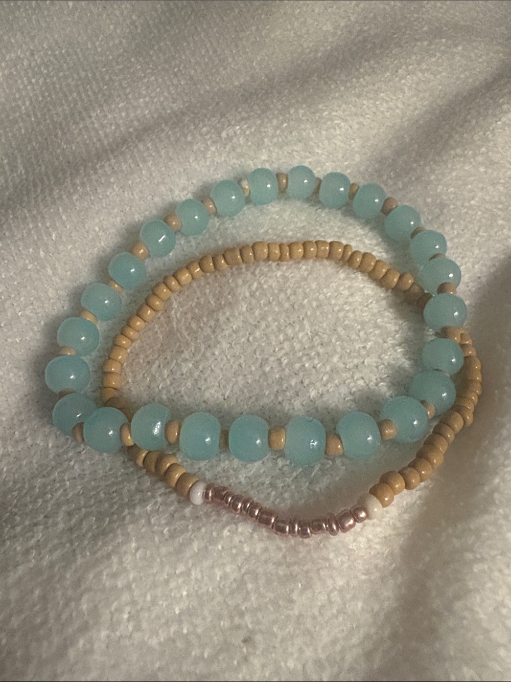 Delicate Blue Beaded Stretch Bracelet - handmade